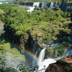A group of volunteers in Argentina go sightseeing at the Iguazu Falls over a weekend.