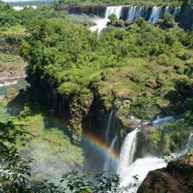 A group of volunteers in Argentina go sightseeing at the Iguazu Falls over a weekend.
