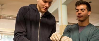 A workshop on suturing during our Medicine internship for teenagers in Argentina.