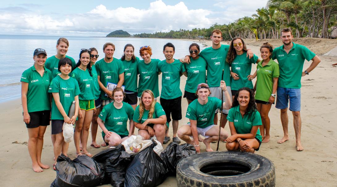 Group of volunteers after a beach cleanup