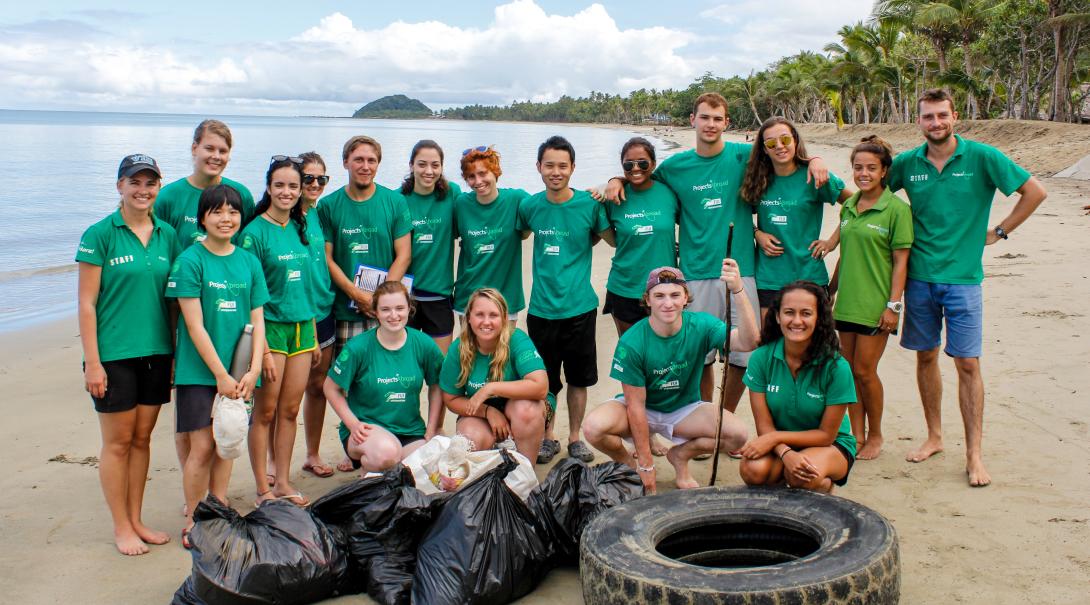 Group of volunteers after a beach cleanup