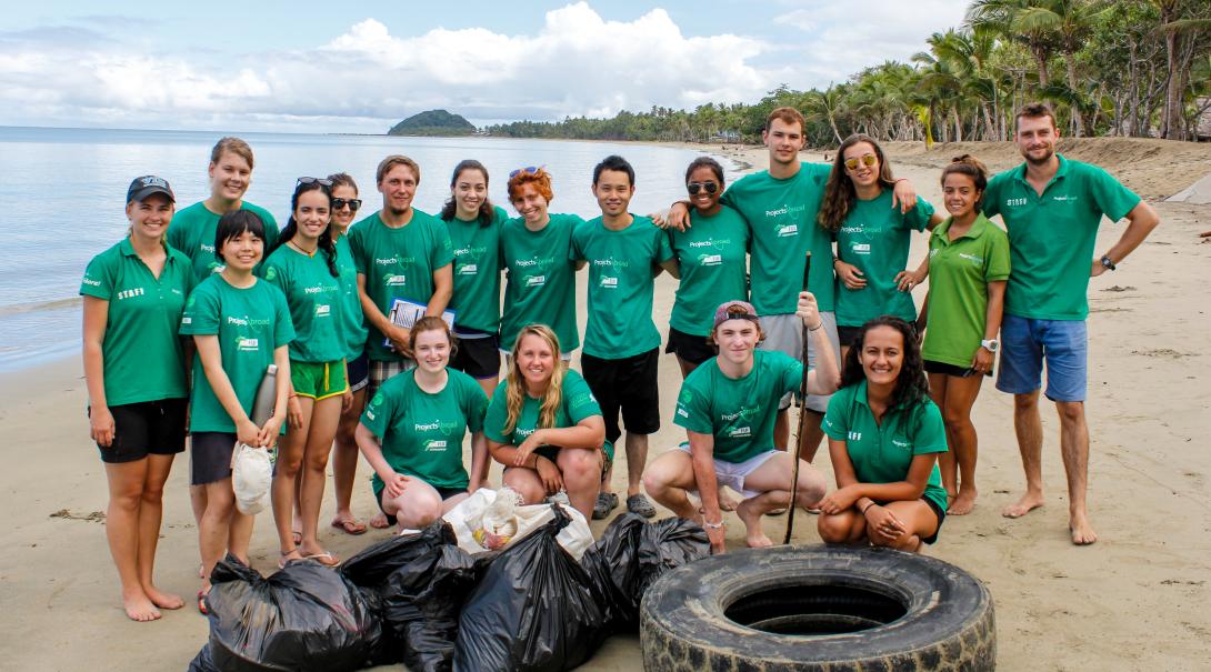 Group of volunteers after a beach cleanup