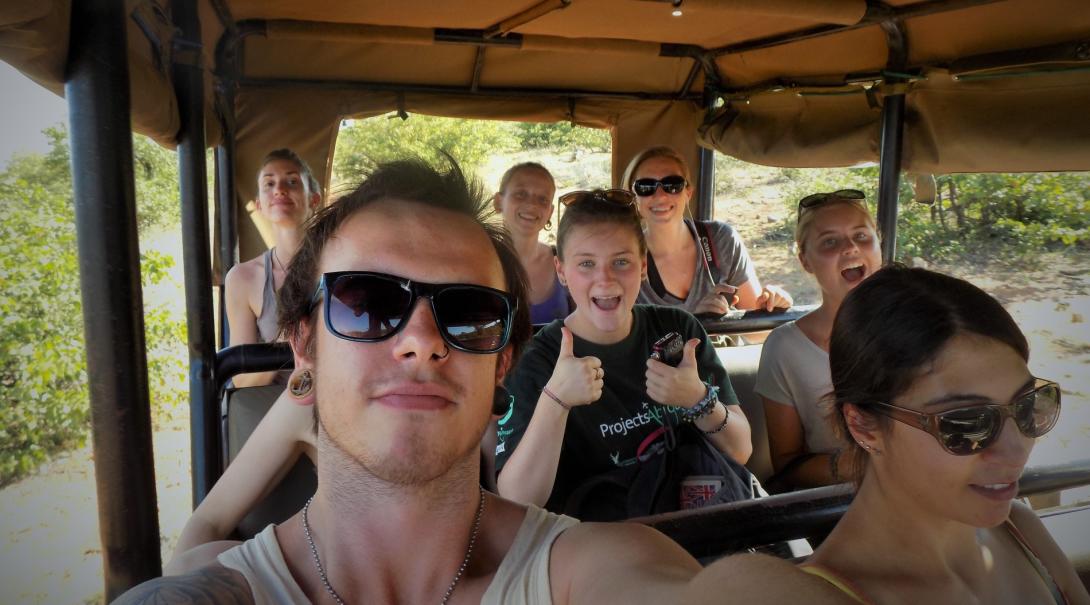 On a responsible volunteer travel project, a group of volunteers drive to their conservation placement. 
