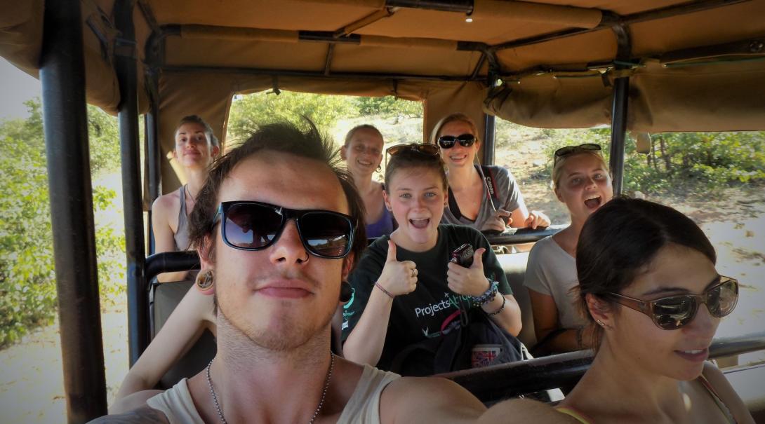 Group of volunteers travelling to their conservation project destination