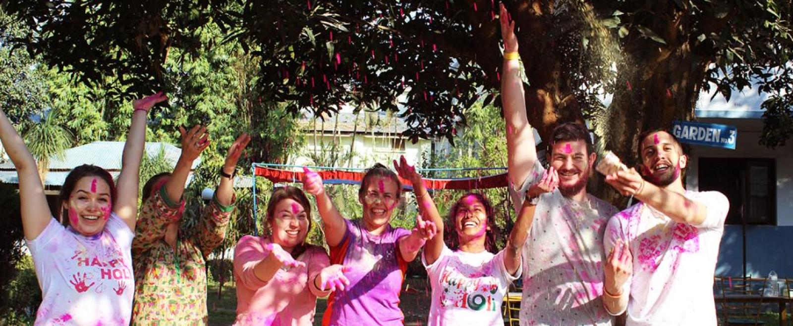 Projects Abroad volunteers having fun in Nepal.