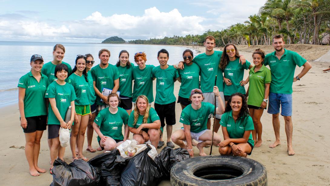 Group of volunteers after a beach cleanup