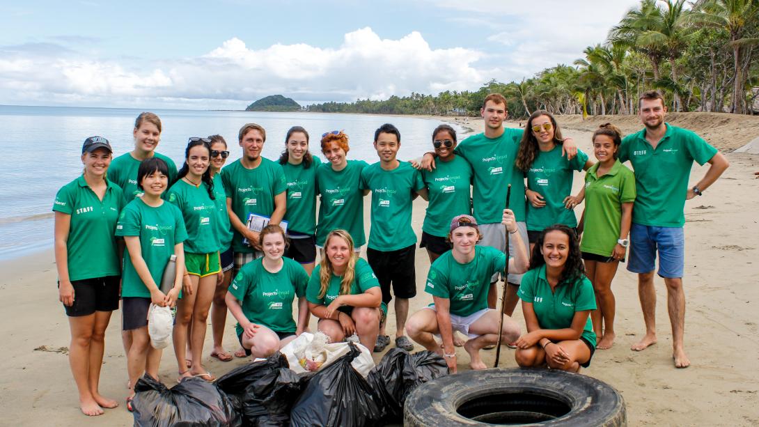 Group of volunteers after a beach cleanup