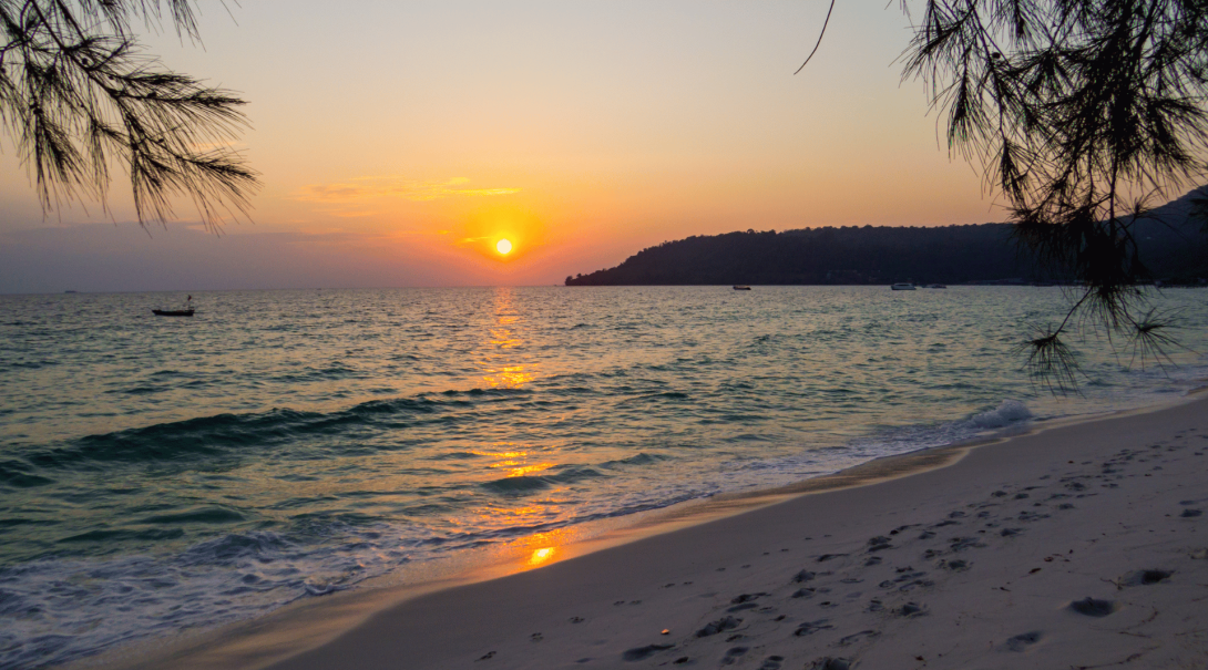 A sunset as seen from the sandy, tropical beaches of Koh Rong 